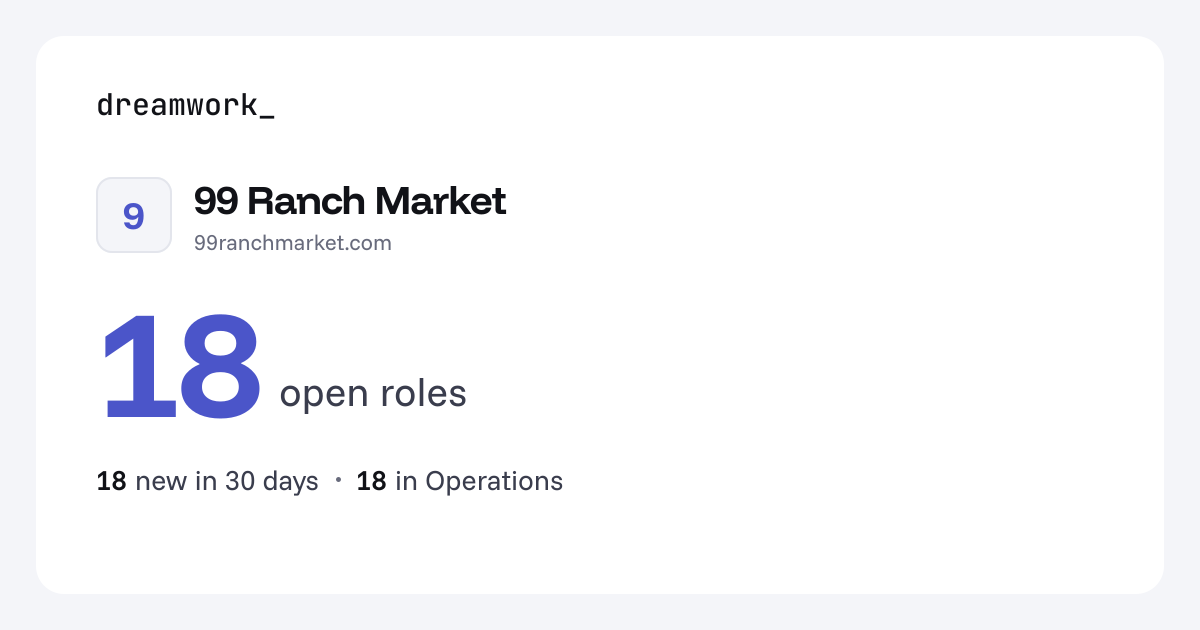 99 Ranch Market jobs - 17 open roles | Dreamwork