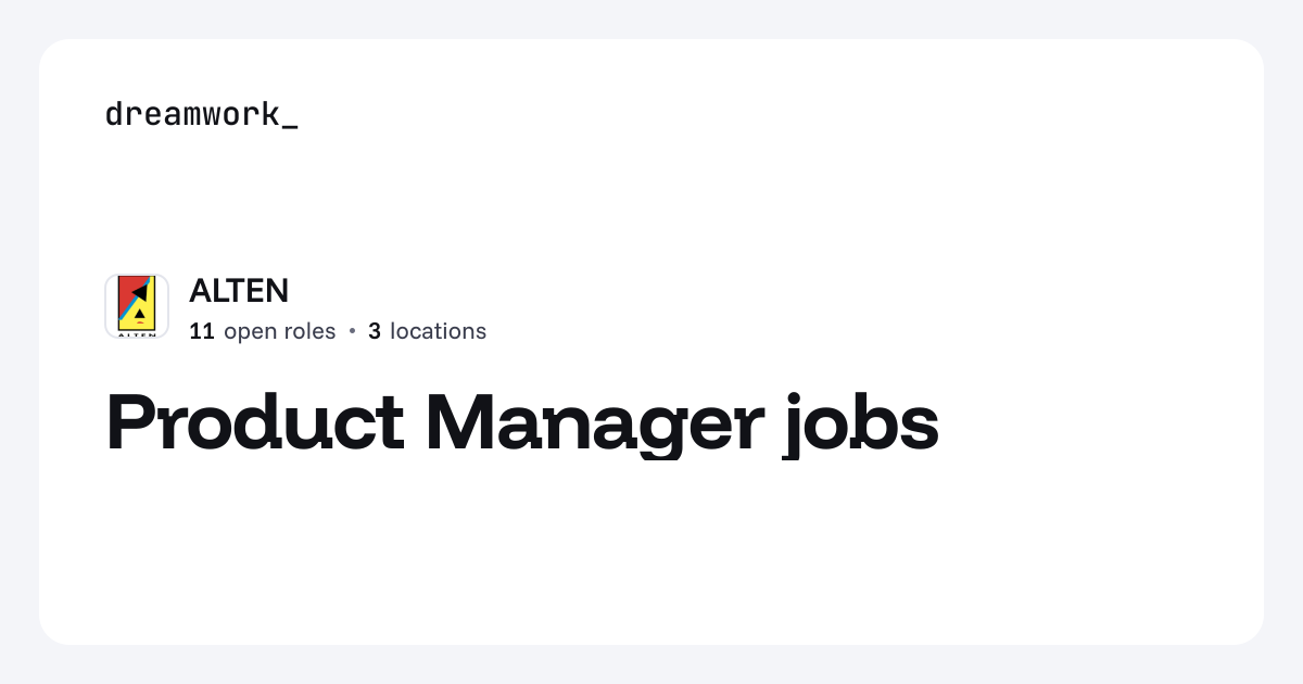 Product Manager jobs at ALTEN (11 open) | Dreamwork