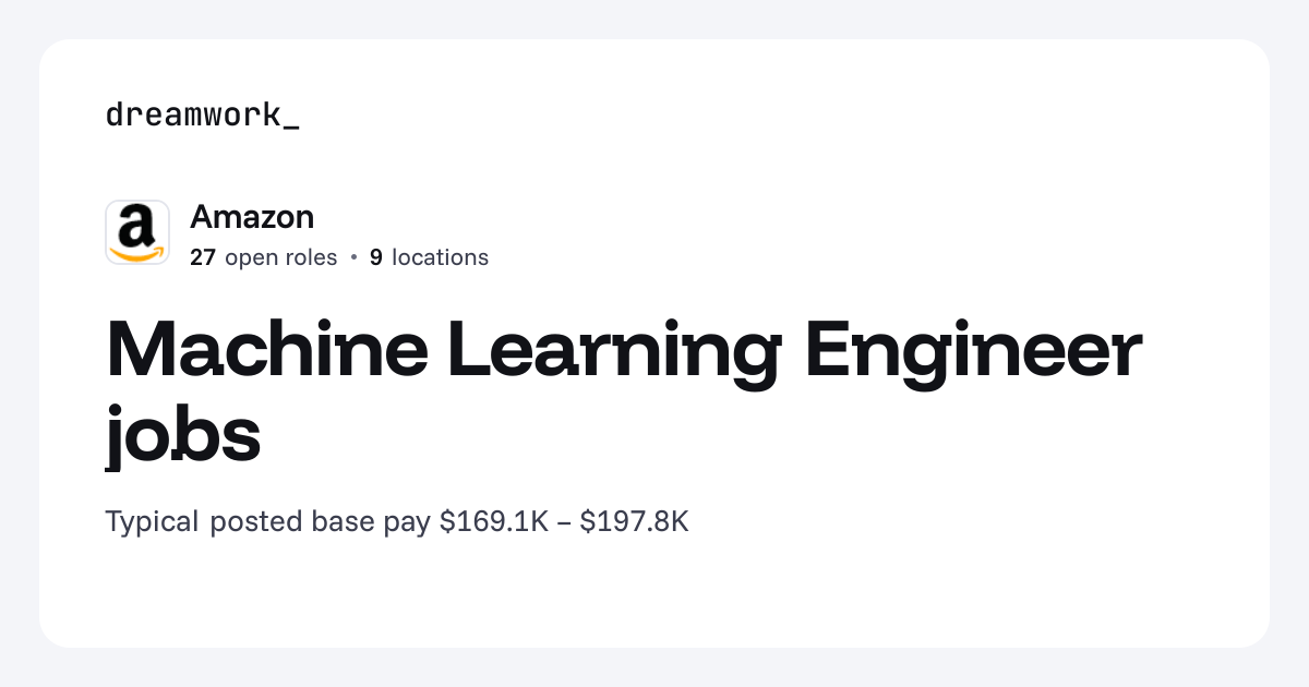 Machine Learning Engineer jobs at Amazon (27 open) | Dreamwork