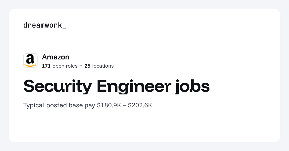 Security Engineer jobs at Amazon (170 open) | Dreamwork