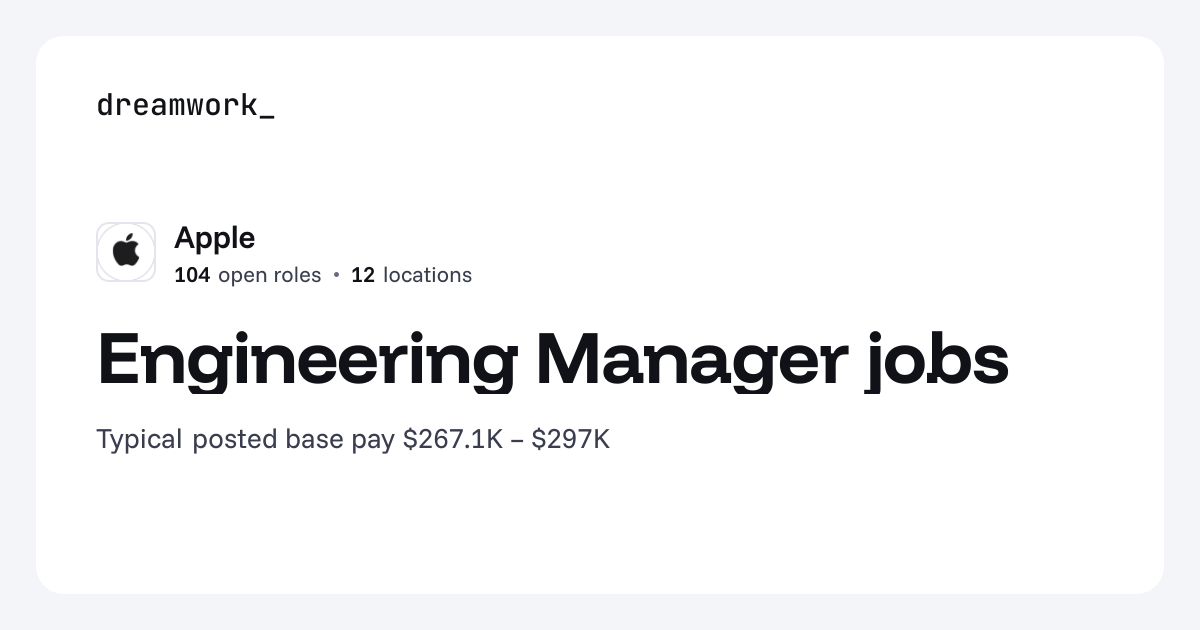 Engineering Manager jobs at Apple (106 open) | Dreamwork