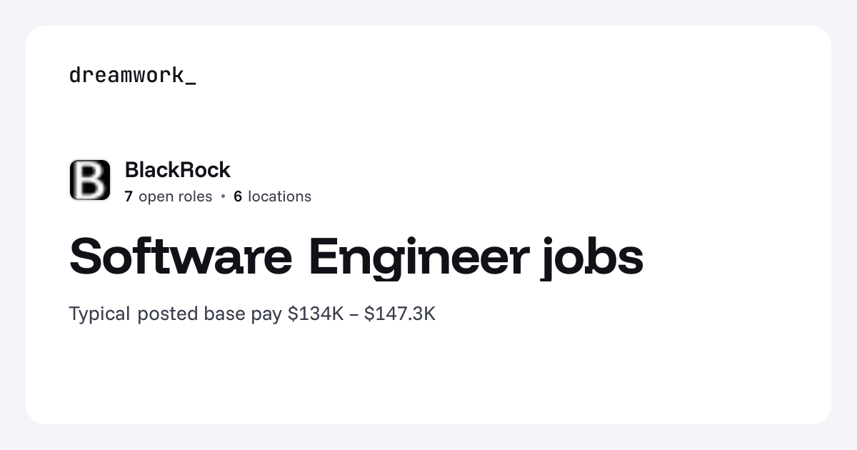 Software Engineer jobs at BlackRock (7 open) | Dreamwork