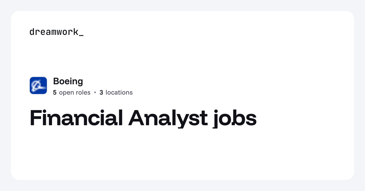 Financial Analyst jobs at Boeing (5 open) | Dreamwork