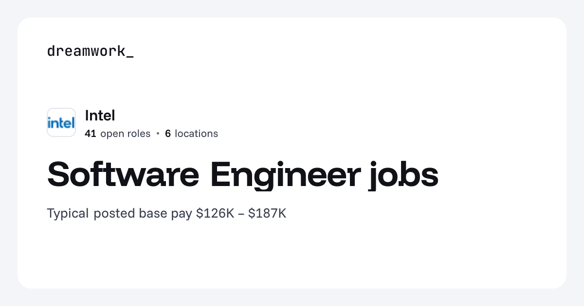 Software Engineer jobs at Intel (37 open) | Dreamwork