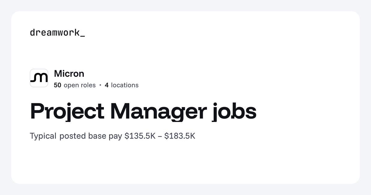 Project Manager jobs at Micron (53 open) | Dreamwork