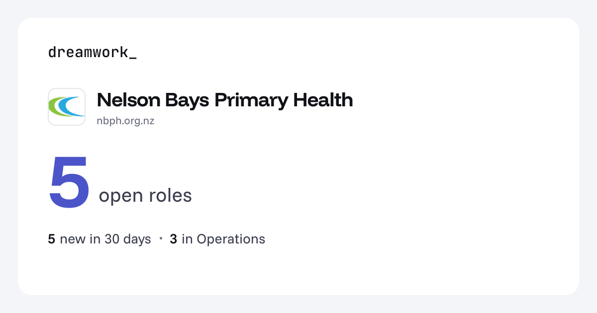 Nelson Bays Primary Health jobs - 5 open roles | Dreamwork