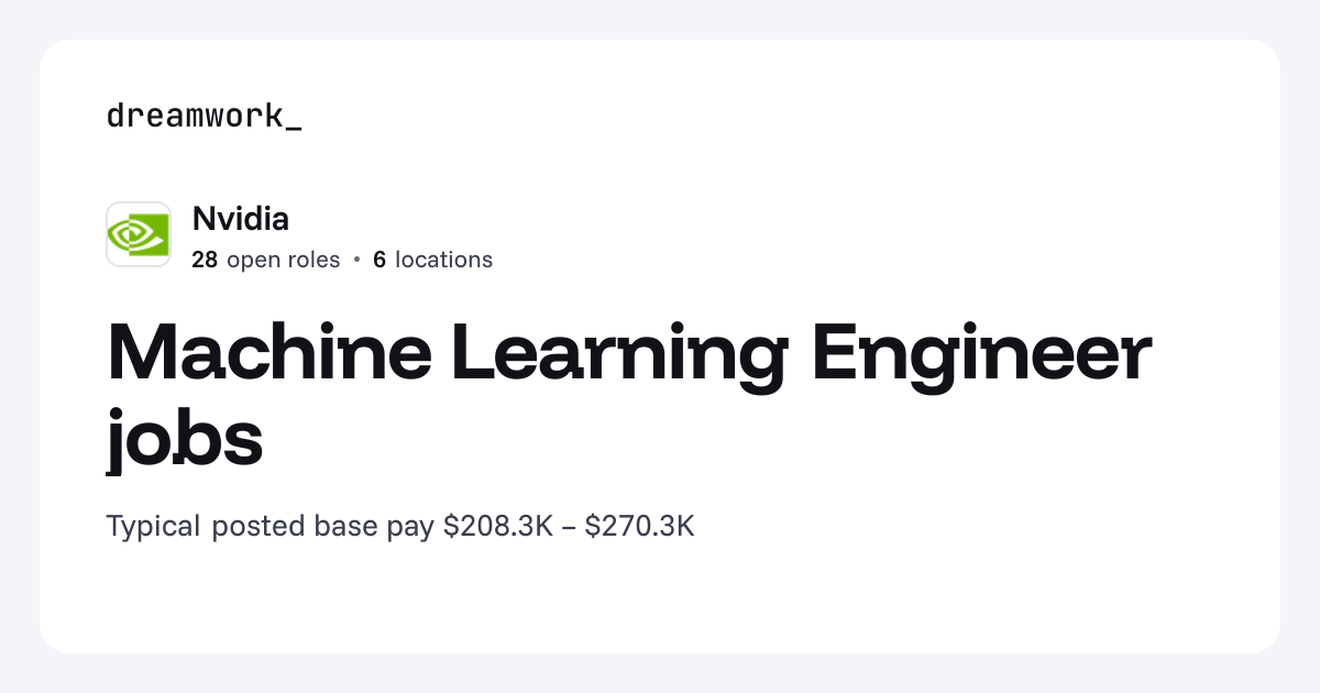 Machine Learning Engineer jobs at Nvidia (29 open) | Dreamwork