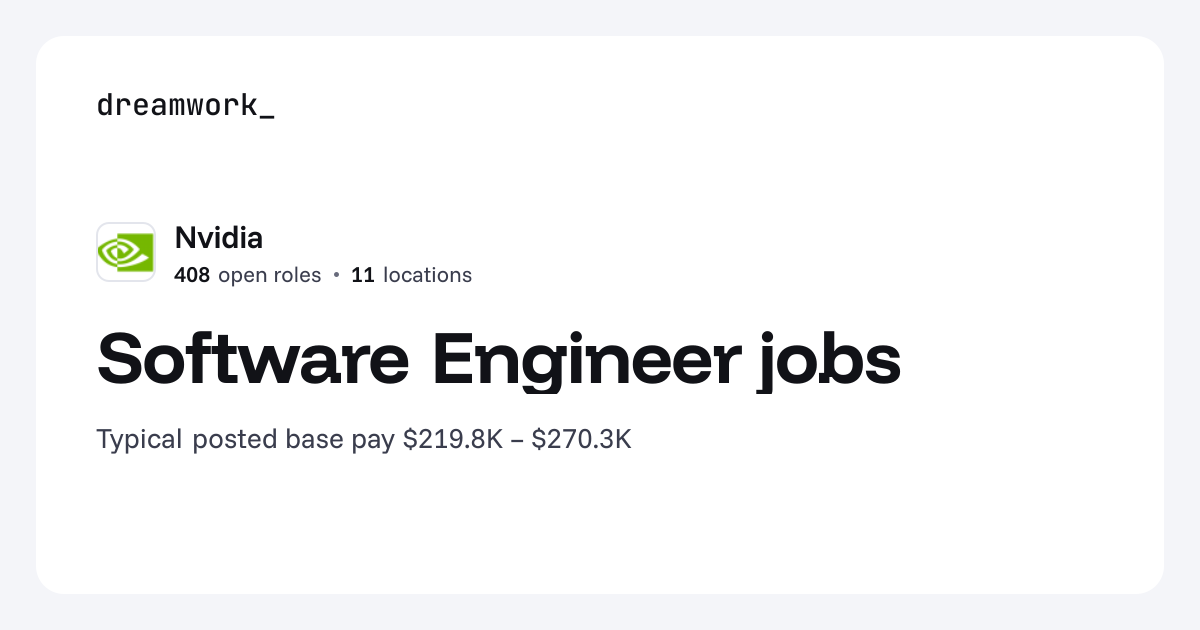 Software Engineer jobs at Nvidia (405 open) | Dreamwork