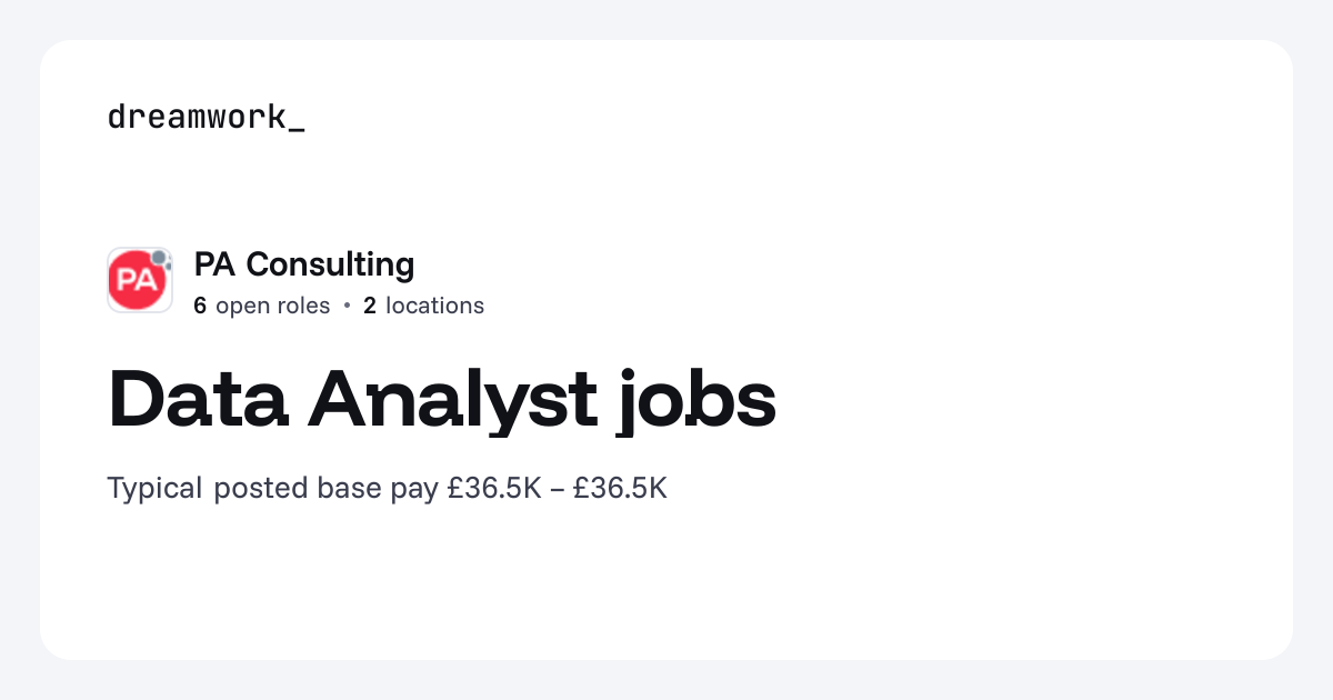 Data Analyst jobs at PA Consulting (6 open) | Dreamwork