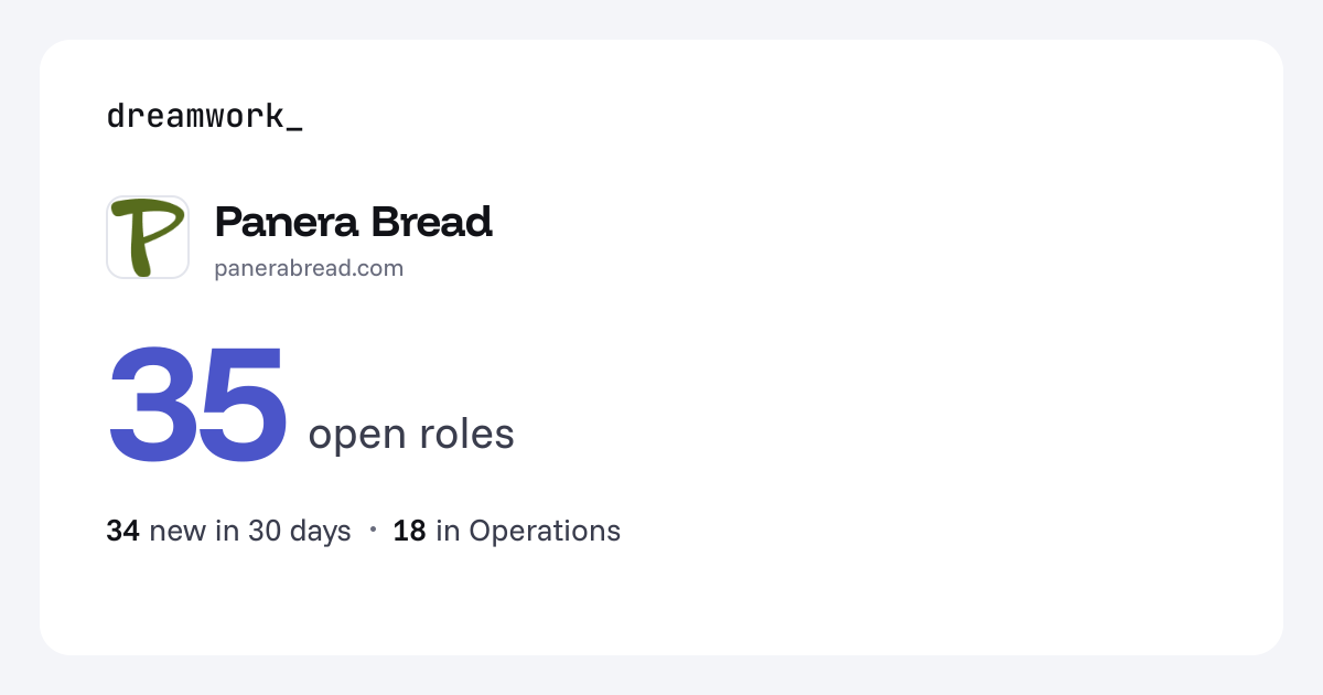 Panera Bread jobs - 37 open roles | Dreamwork