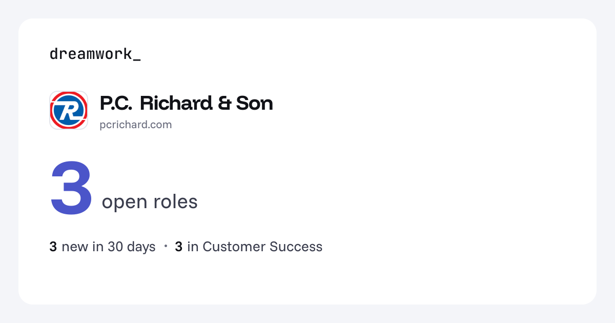 P.C. Richard & Son jobs - 3 open roles | Dreamwork