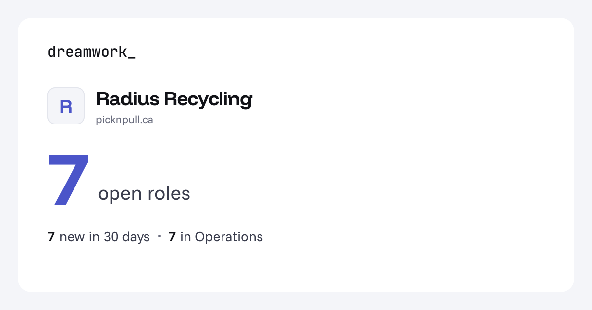 Radius Recycling jobs - 5 open roles | Dreamwork