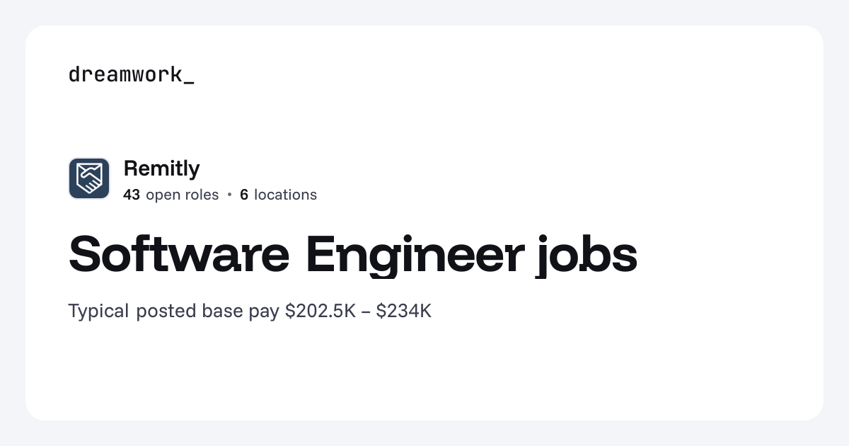 Software Engineer jobs at Remitly (43 open) | Dreamwork