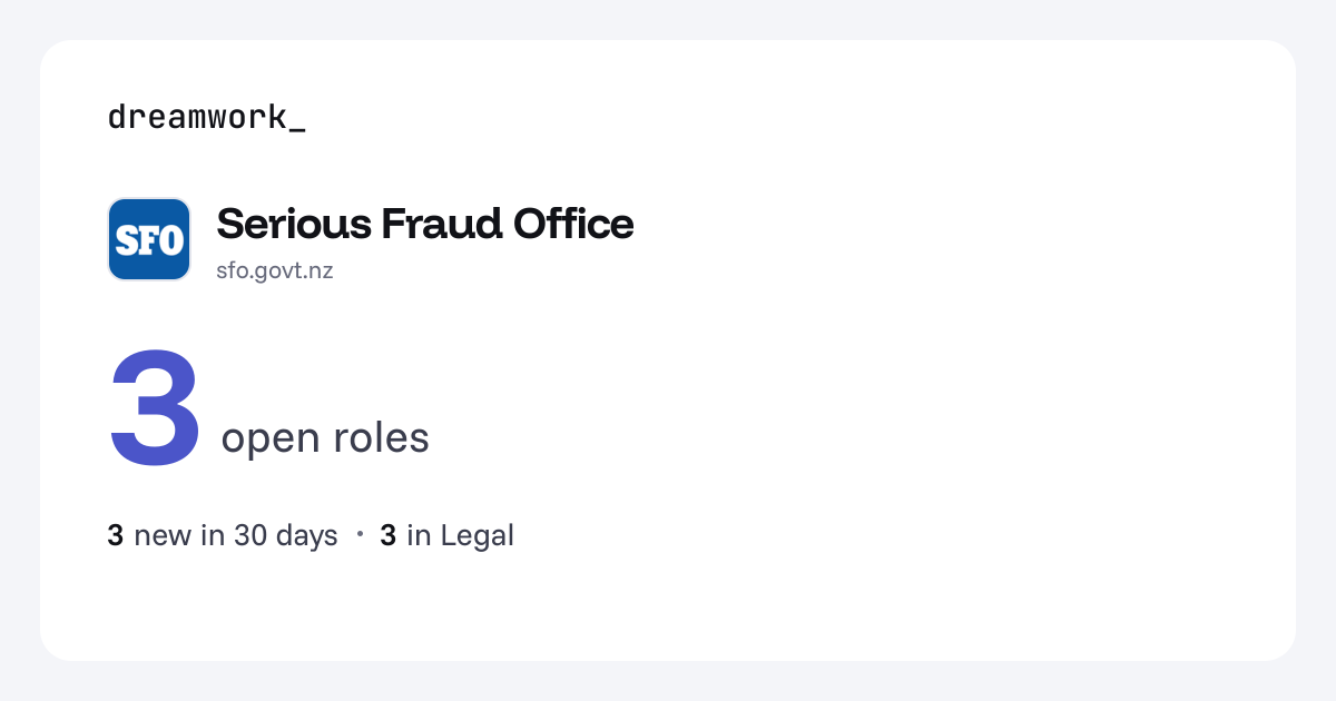 Serious Fraud Office jobs - 3 open roles | Dreamwork