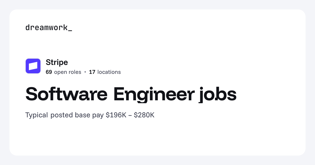 Software Engineer jobs at Stripe (69 open) | Dreamwork