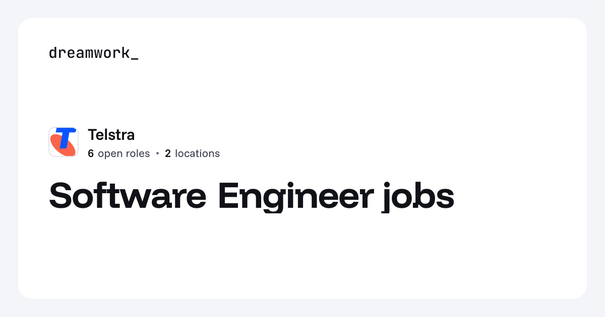 Software Engineer jobs at Telstra (5 open) | Dreamwork