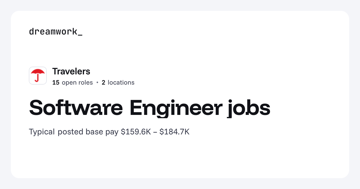 Software Engineer jobs at Travelers (15 open) | Dreamwork