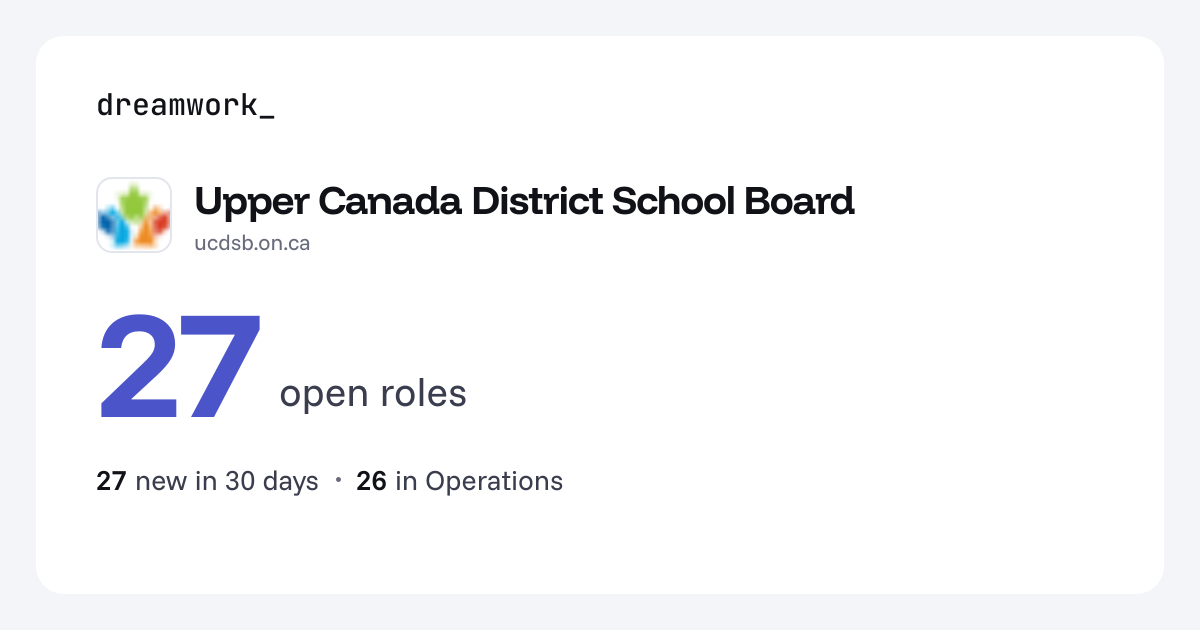 Upper Canada District School Board jobs - 23 open roles | Dreamwork