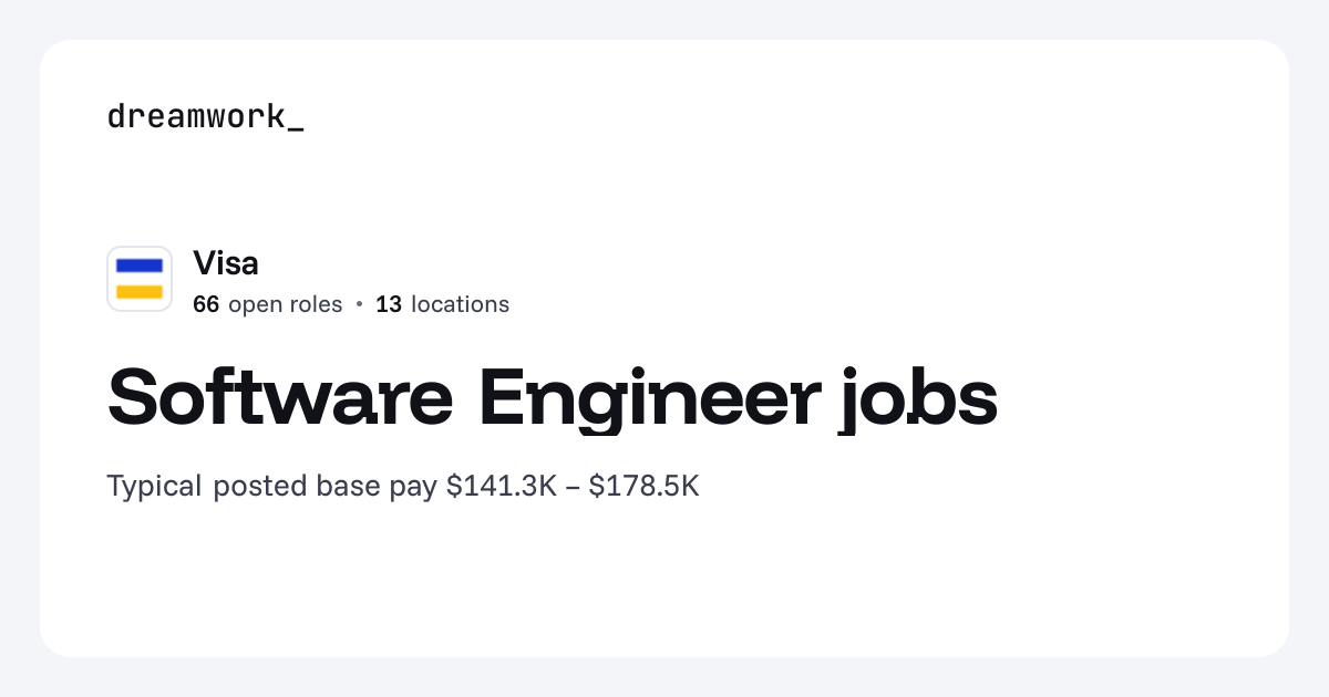 Software Engineer jobs at Visa (64 open) | Dreamwork