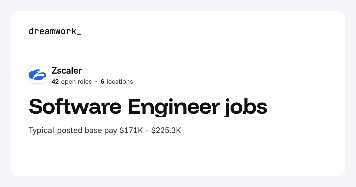 Software Engineer jobs at Zscaler (43 open) | Dreamwork
