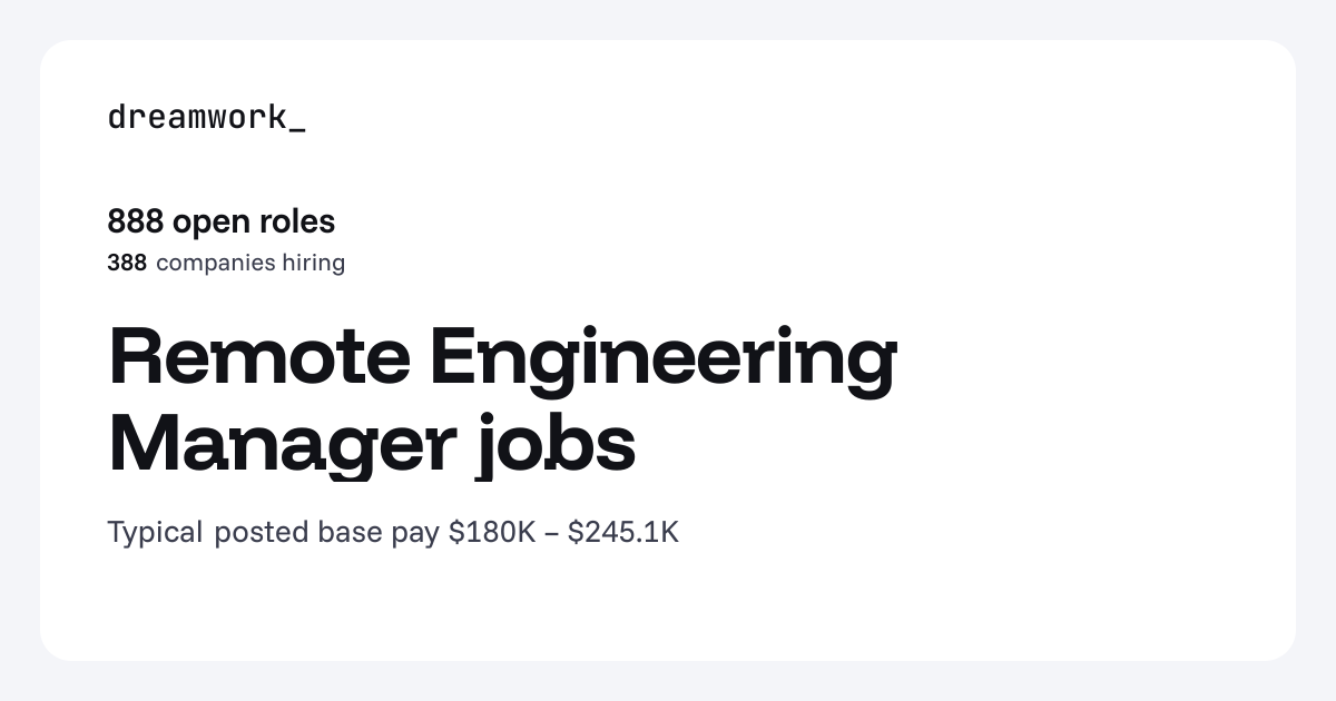Remote Engineering Manager jobs (888 open) | Dreamwork