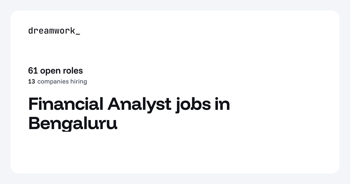 Financial Analyst jobs in Bengaluru (61 open) | Dreamwork