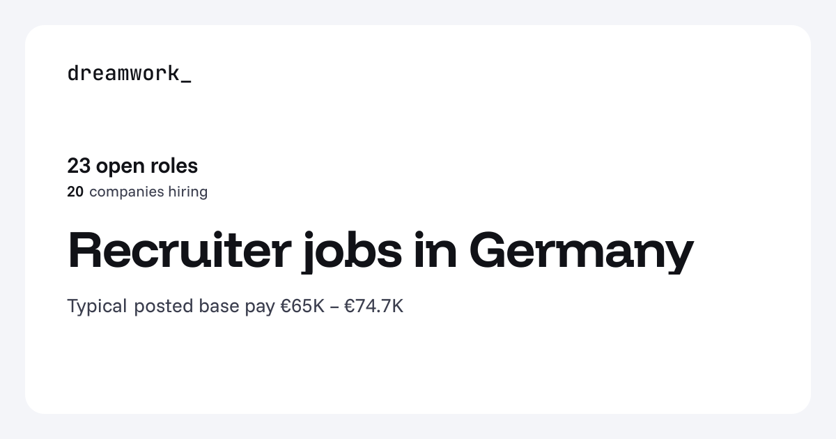 Recruiter jobs in Germany (23 open) | Dreamwork